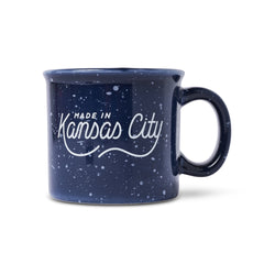 Made in Kansas City Speckled Campfire Mug, Blue and Navy