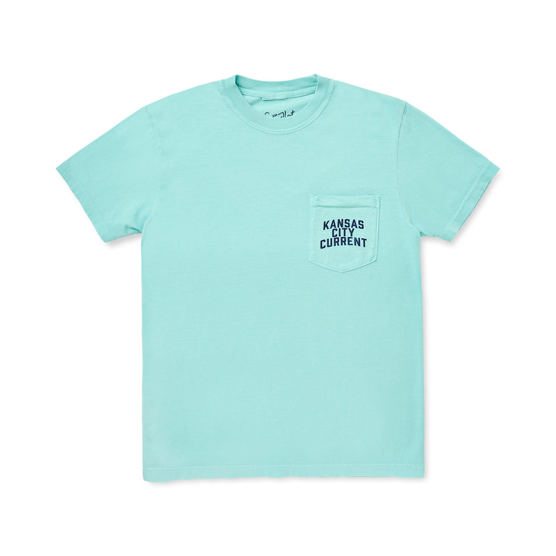 Teal KC Current Pocket Tee, Shield Back Detail, Sandlot