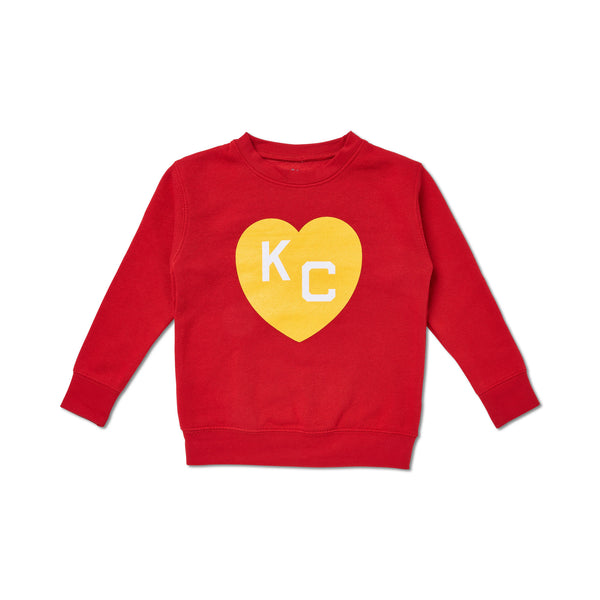 NLBM Kid's Red/Gold KC Heart Sweatshirt, Sandlot Goods