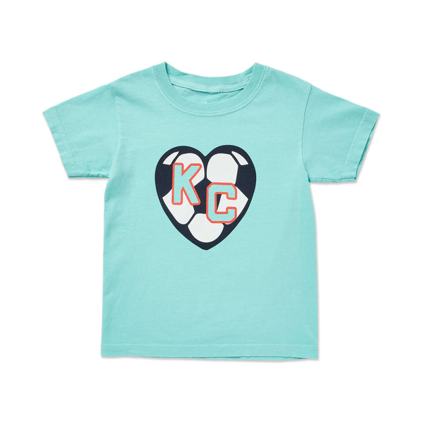Teal KC Soccer Heart Tee, Adult and Kid's, Sandlot Goods
