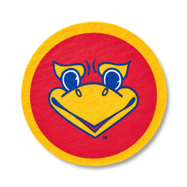 KU Jayhawks Beak 'Em Hawks Wool Coaster, Sandlot Goods
