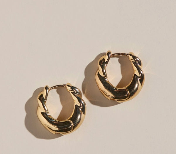 Gold Twist Hoops, Nickel & Suede