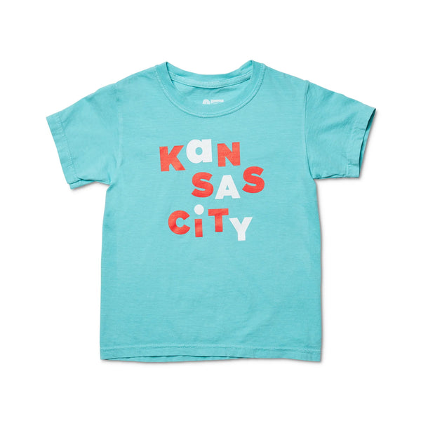 Ampersand Design Studio Kansas City Scramble Kinder-T-Shirt – Blaugrün