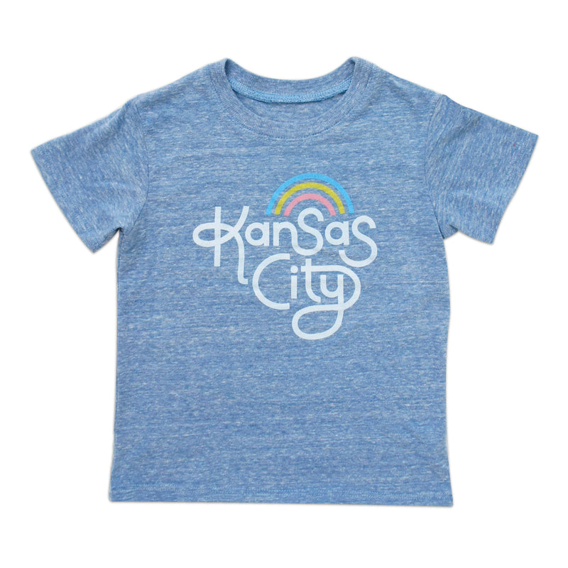 Ampersand Design Studio Kansas City Rainbow Kids Tee - Light Blue