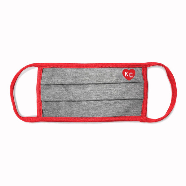 Charlie Hustle KC Heart Comfort Gesichtsmaske – Grau und Rot