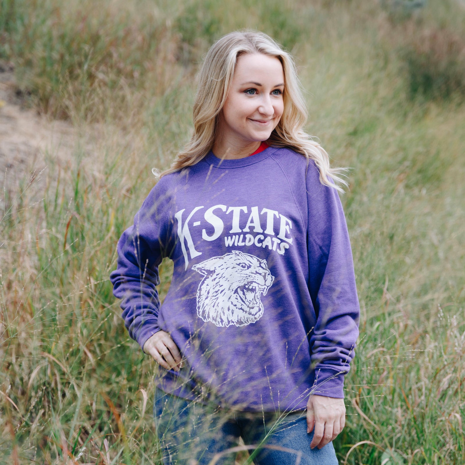 Vintage Kansas State Wildcats Football Sweatshirt on sale Crewneck Purple Excellent Condition KSU Pullover Jumper Size XL