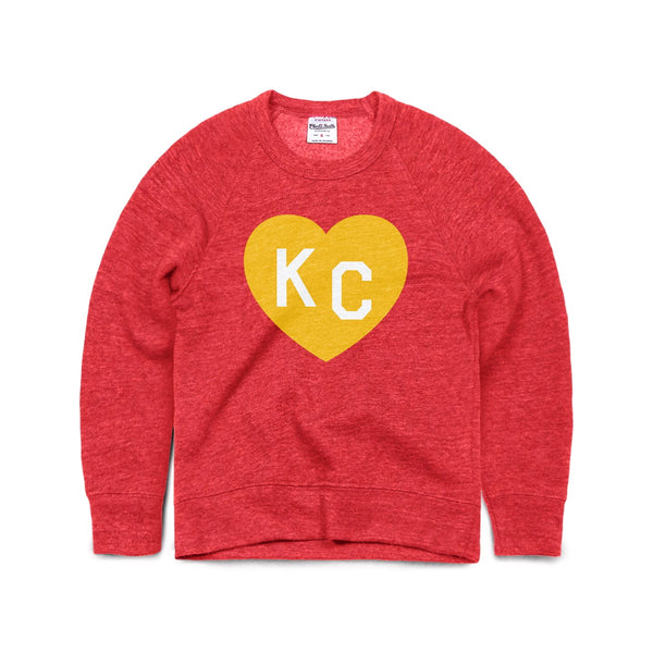 Charlie Hustle Kids KC Heart Sweatshirt: Red & Gold