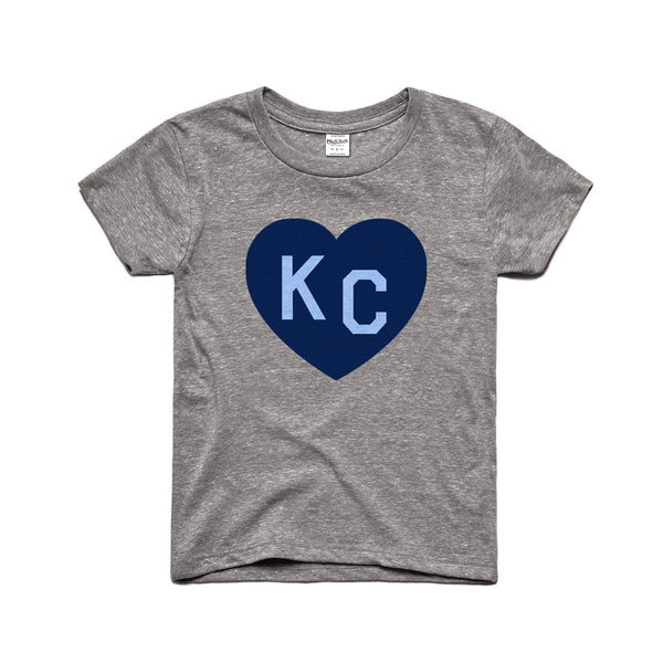 Charlie Hustle KC Heart Kinder-T-Shirt – Grau, Marineblau und Hellblau