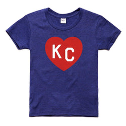 Charlie Hustle KC Heart Kinder-T-Shirt – Marineblau und Rot