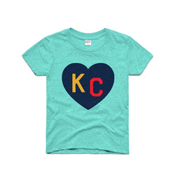Charlie Hustle KC Heart Kinder-T-Shirt – Blaugrün