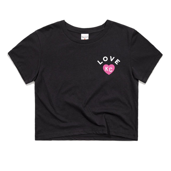 Charlie Hustle KC Heart Love Crop T-Shirt – Schwarz