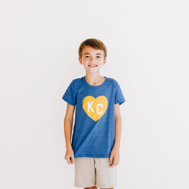 Charlie Hustle KC Heart Kinder-T-Shirt – Königsblau und Gelb