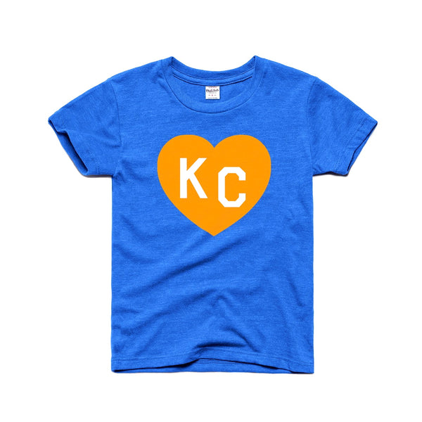 Charlie Hustle KC Heart Kinder-T-Shirt – Königsblau und Gelb