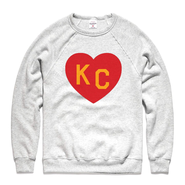 Charlie Hustle KC Heart Sweatshirt: Asche, Rot und Gelb
