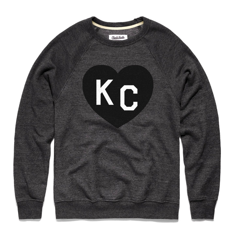 Charlie Hustle KC Heart Sweatshirt: Charcoal and Black