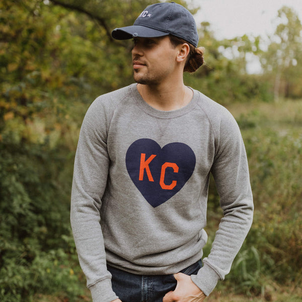 Charlie Hustle KC Heart Sweatshirt: Grey