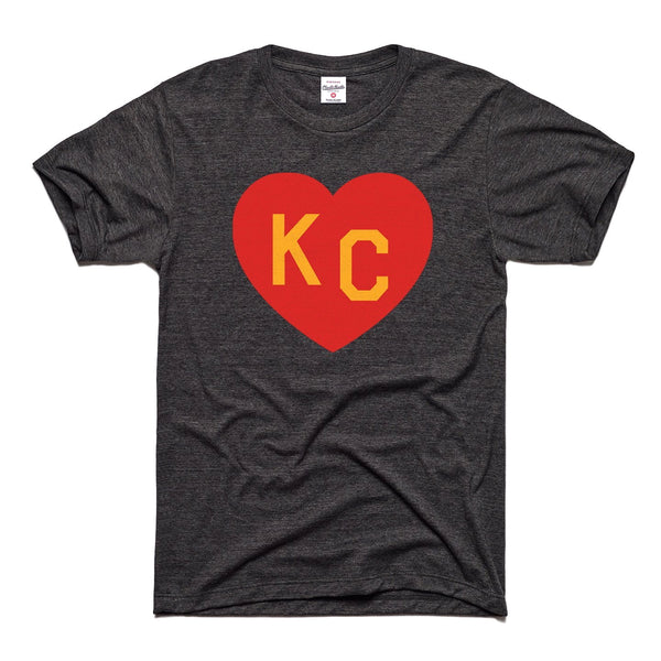 Charlie Hustle KC Heart Tee – Anthrazit, Rot und Gelb