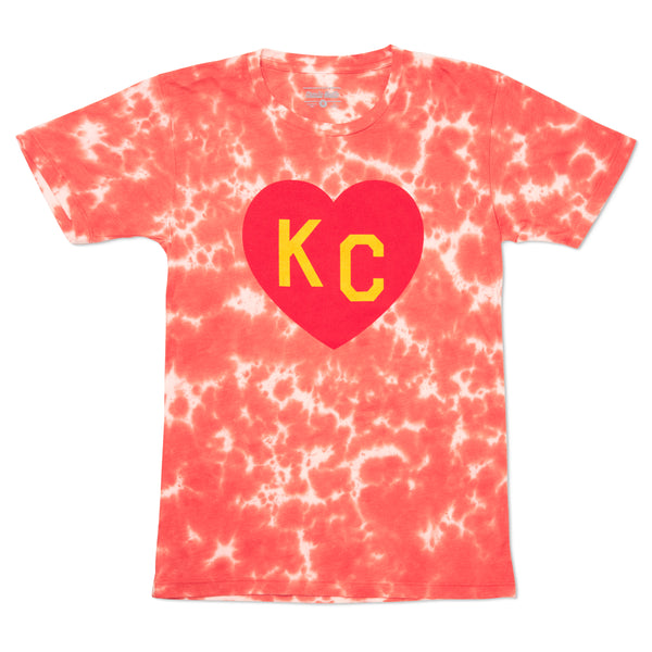 Charlie Hustle KC Heart T-Shirt – Rot und Gold im Batikmuster 