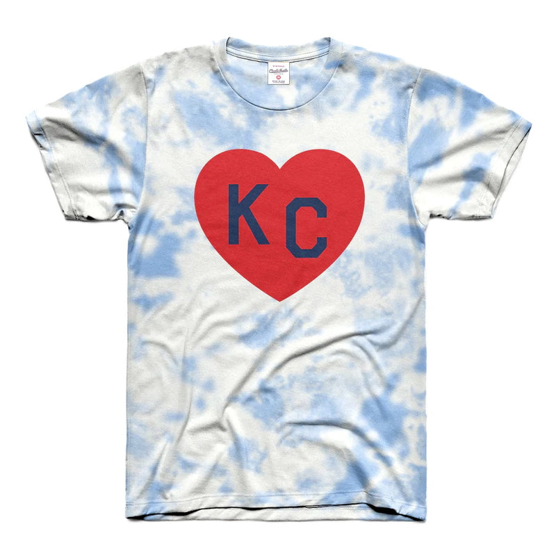 KC Heart Blue Tie-Dye Vintage T-Shirt | Charlie Hustle 39 / L