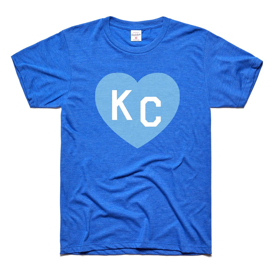 Charlie Hustle KC Heart Tee - Royal Blue On Blue – Made in KC