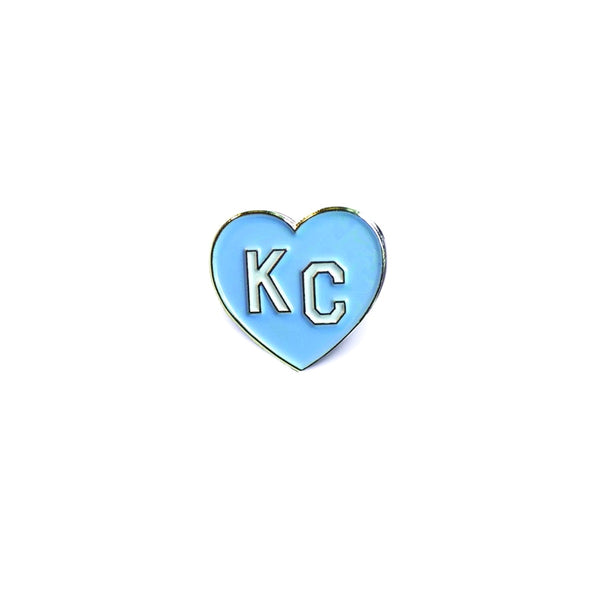 Charlie Hustle KC Heart Enamel Pin: Light Blue