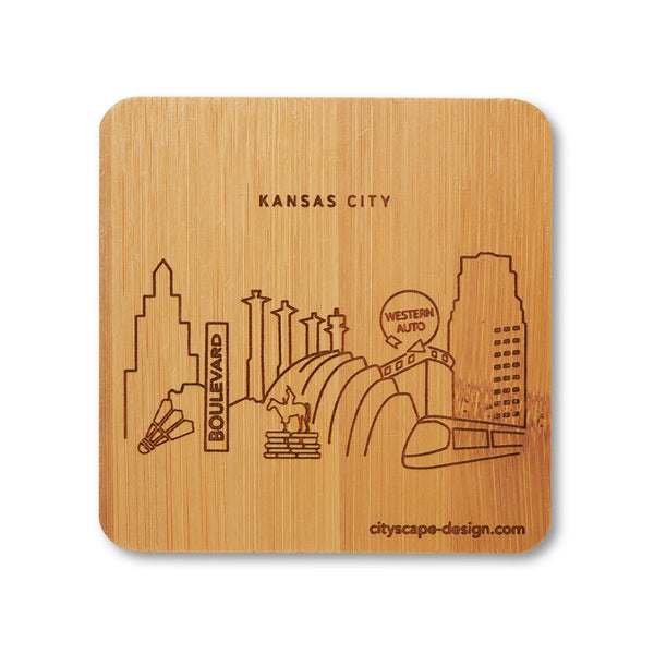 CityScape Designs Kansas City Skyline Holzuntersetzer-Set