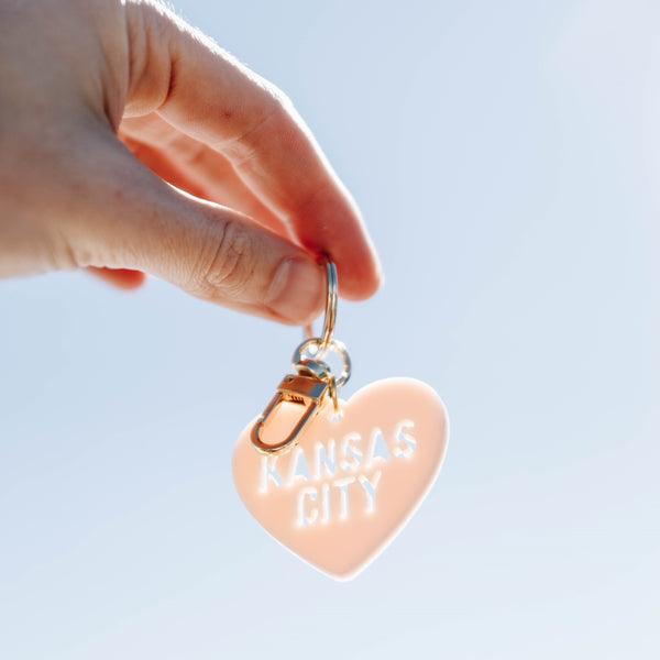 Cleary Lane Kansas City Heart Keychain: Peach