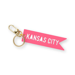 Cleary Lane Kansas City Pennant Keychain: Coral