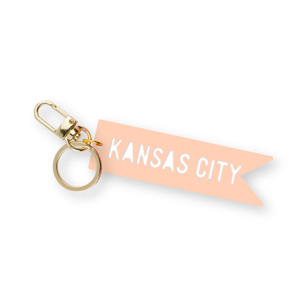 Cleary Lane Kansas City Pennant Keychain: Peach