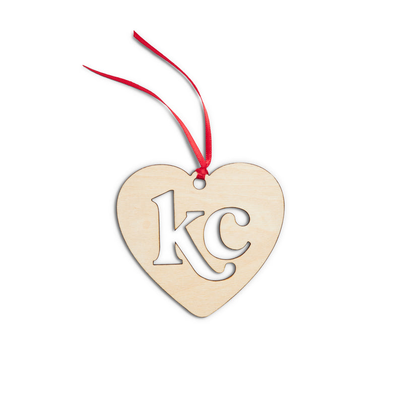 Cleary Lane KC Heart Woodcut Ornament