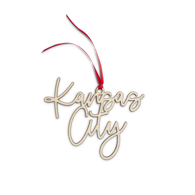 Cleary Lane Kansas City Script Holzschnitt-Ornament