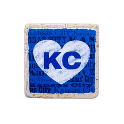Coasters to Coasters: Blue and White KC Heart