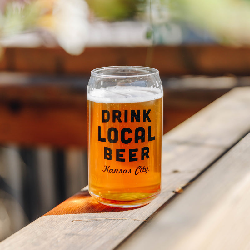 FarmDog Studios Drink Local Beer Can Glass