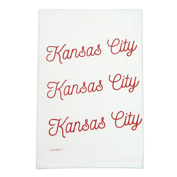 Green Bee KC Kansas City Script Geschirrtuch – Rot