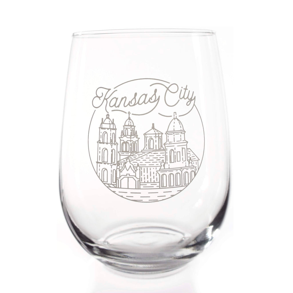 Etched Skyline Wine Glass, City Map Glassware