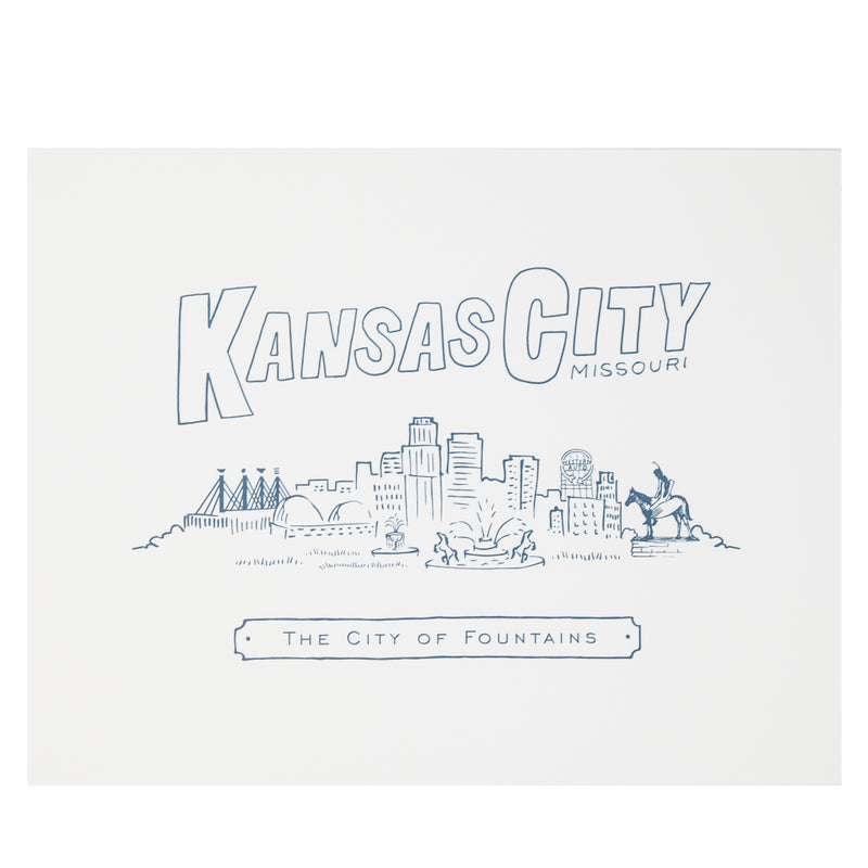 Hochwertiger Kansas City Skyline-Druck aus Papier