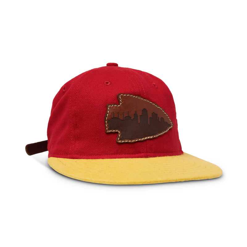 KC Laser Co Arrowhead Skyline Leather Patch Hat - Red/Yellow