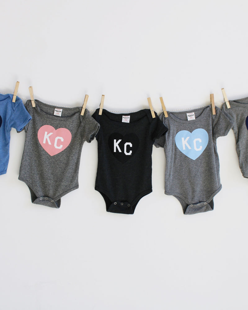 Grey & Navy KC Heart by Charlie Hustle – Pink Charming Boutique