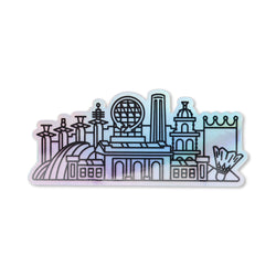 Knight Owl Design Kansas City Skyline Sticker - Iridescent