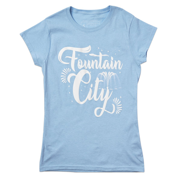 Kreative Minds Fountain City Damen T-Shirt – Hellblau