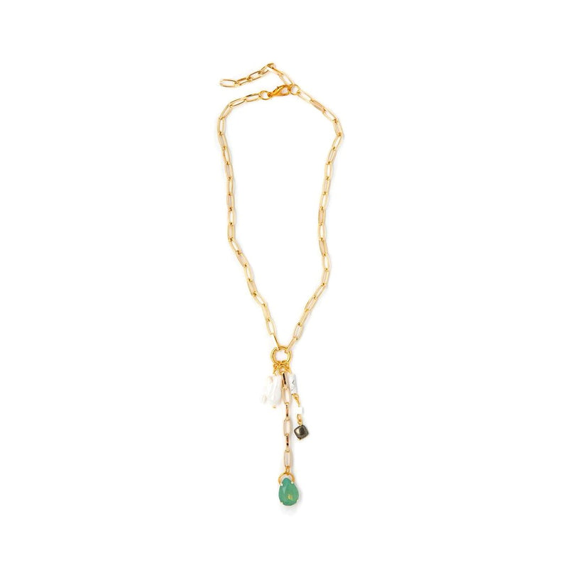 Lily Dawson Designs Opal and Pearl Lariat Necklace