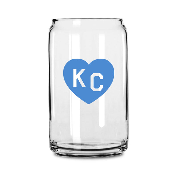 Made in KC x Charlie Hustle KC Heart Beer Can Glass: Light Blue