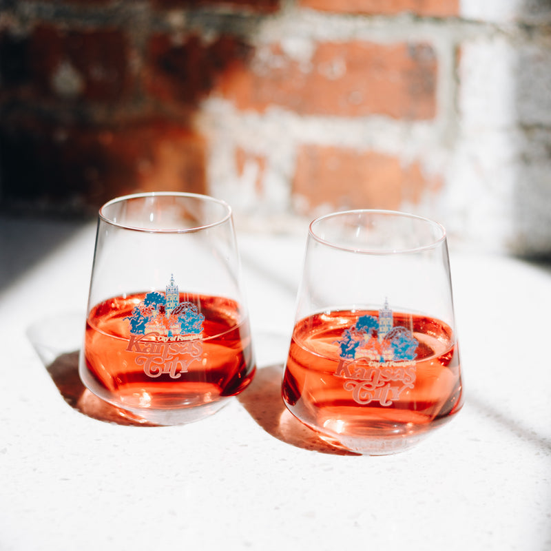 Made in KC x Charlie Hustle City of Fountains Stemless Wine Glass