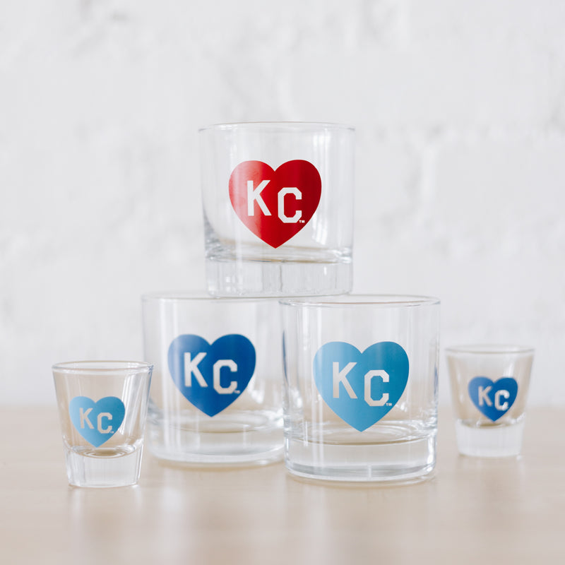 Made in KC x Charlie Hustle KC Heart Shot Glass: Light Blue