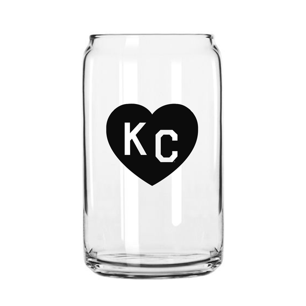 Made in KC x Charlie Hustle KC Heart Beer Can Glass: Black