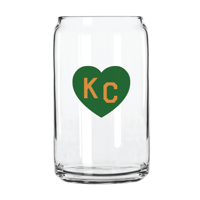 Made in KC x Charlie Hustle KC Heart Beer Can Glass: Green/Gold