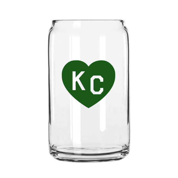Made in KC x Charlie Hustle KC Heart Beer Can Glass: Green/White