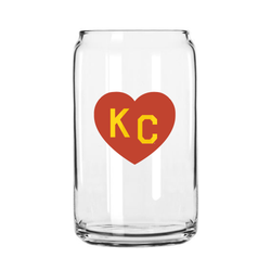 Made in KC x Charlie Hustle KC Heart Beer Can Glass: Red/Yellow