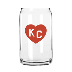 Made in KC x Charlie Hustle KC Heart Beer Can Glass: Red