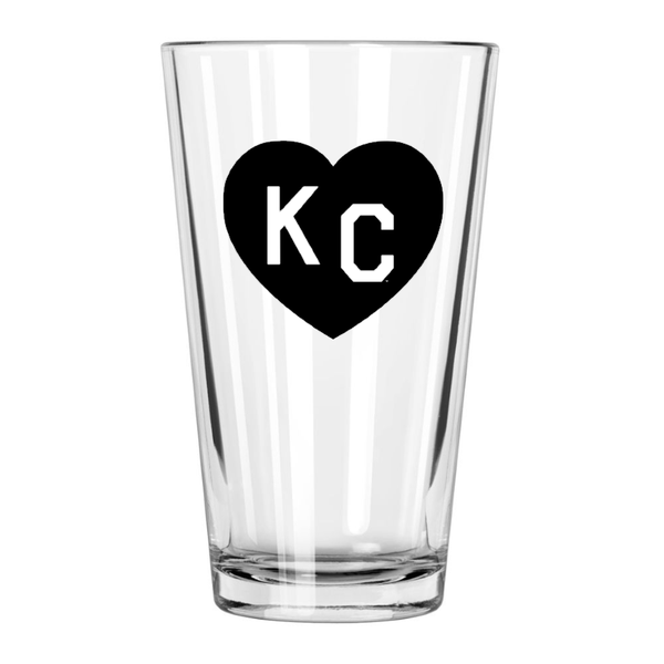 Made in KC x Charlie Hustle KC Heart Pint Glass: Black